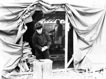 I soppkö framför Trean under metallstrejken 1971