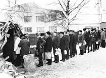 I soppkö framför Trean under metallstrejken 1971